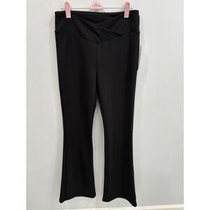 Joe B Black Flare Pants Crossover V Waist Y2K Stretch Women's Medium